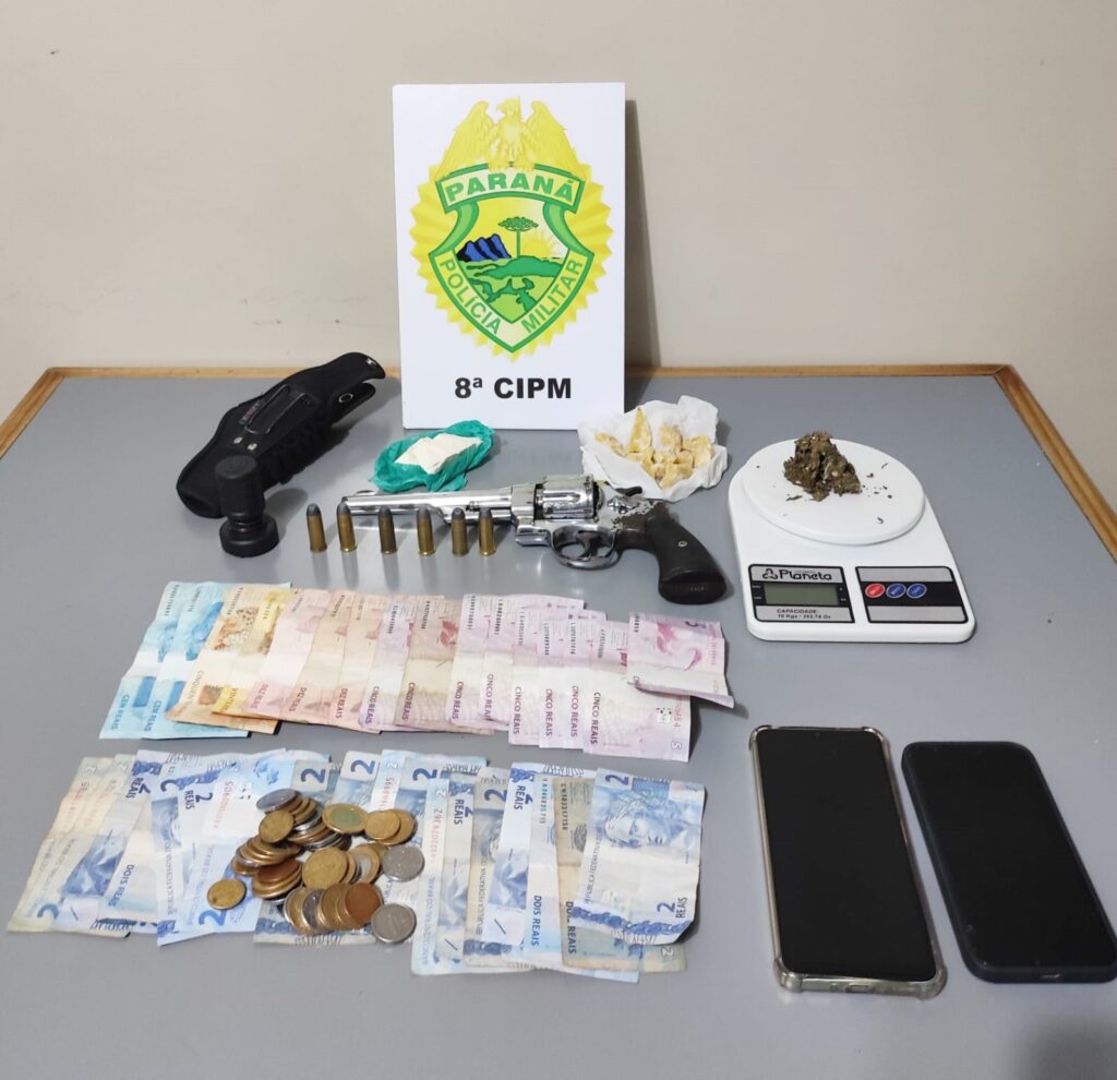 PM de Irati apreende revólver, munições e drogas