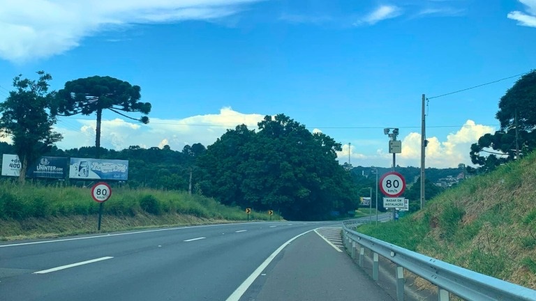 Radar instalado em São Luiz do Purunã, sentido Curitiba, terá velocidade máxima permitida de 80 km/h