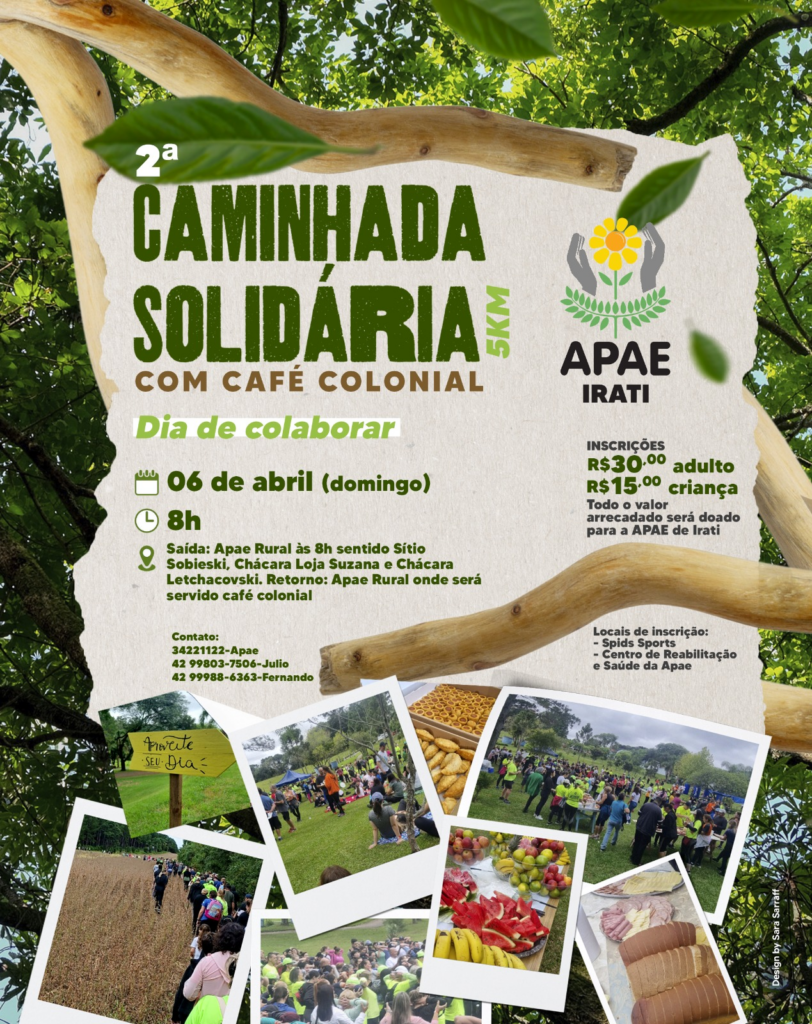 Caminhada solidária da APAE será realizada no dai 6 de abril