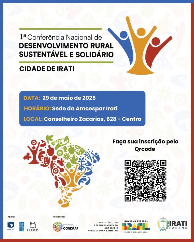 1ª Conferência Municipal de Desenvolvimento Rural Sustentável será realizada no dia 29 de maio em Irati