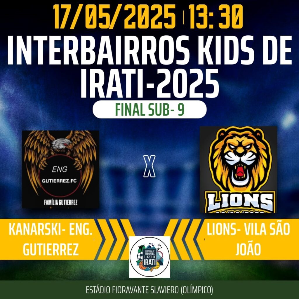 Kanarski/Engenheiro Gutierrez e Lions/Vila São João se enfrentam na decisão da categoria Sub-9 do Campeonato Interbairros de Futebol Kids