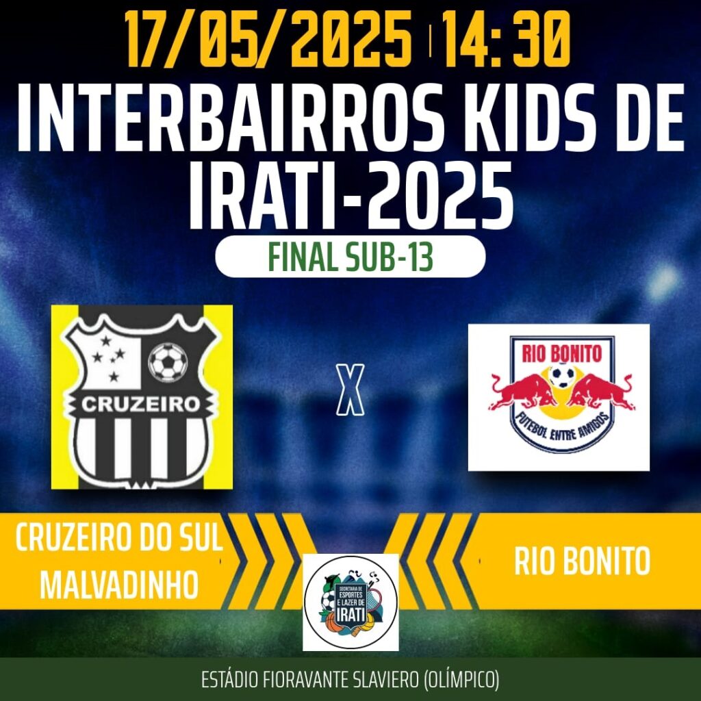 Já no Sub-13, a decisão será entre Cruzeiro do Sul/Malvadinho e Rio Bonito