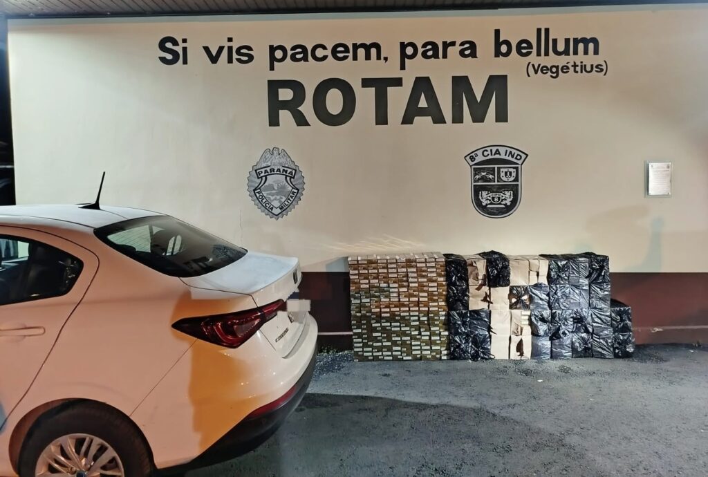 Equipe da Rotam da 8ª Cia apreendeu 11 mil carteiras de cigarros na BR-277, em Irati