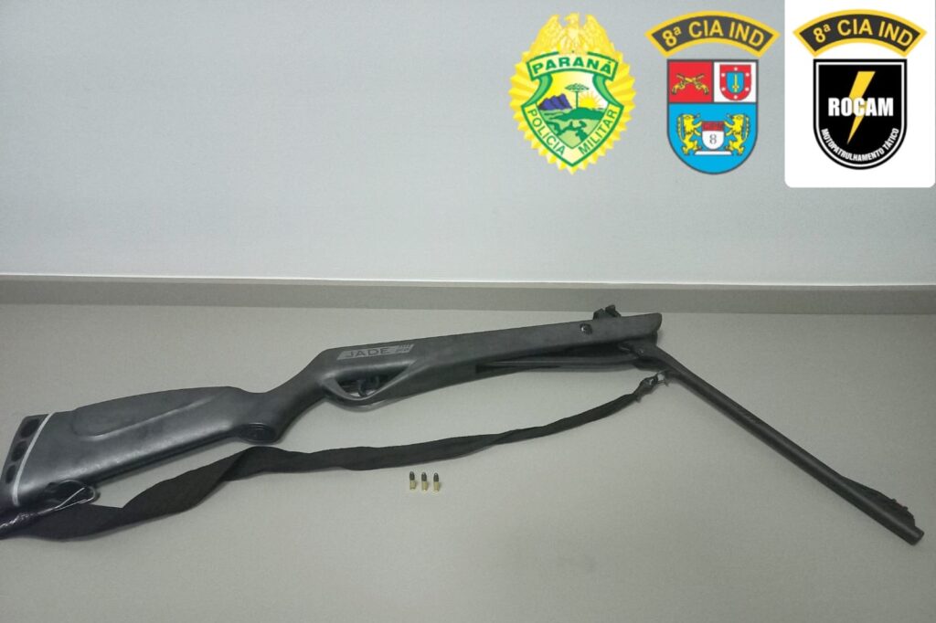 PM apreendeu espingarda de pressão adaptada para o calibre 22 e três munições