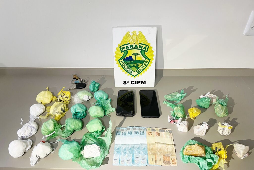 PM apreendeu mais de um quilo de drogas e prendeu duas pessoas em Irati