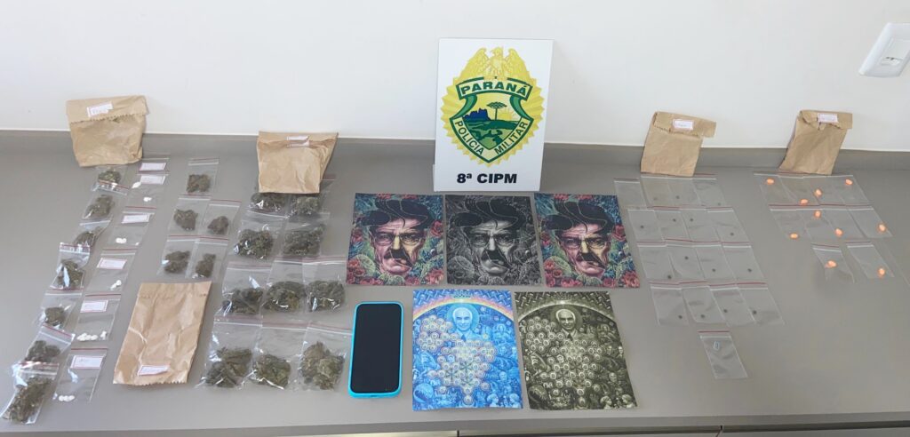 PM de Irati apreendeu vários tipos de drogas que estavam com passageira de carro de aplicativo