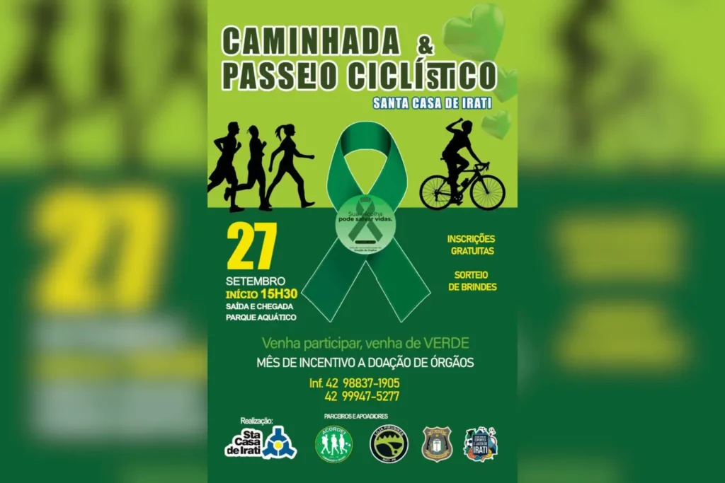 1ª caminhada e Passeio Ciclístico dedicados a doação de órgãos ocorrerá no dia 27 de setembro